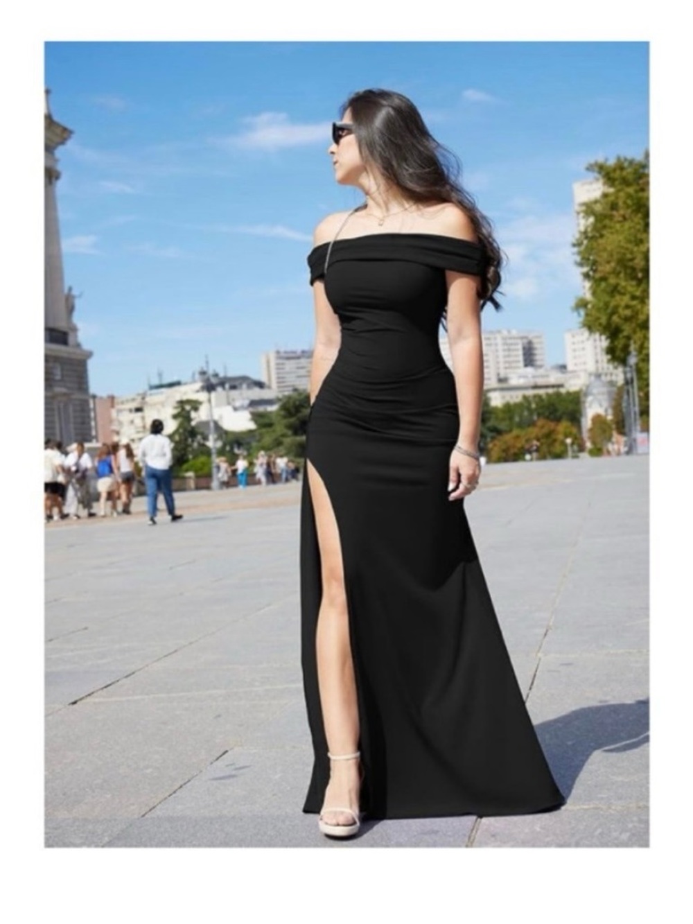New Women Large  Elegant Bodycon Off Shoulder Sleeveless High Slit